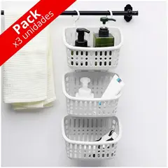 MINARI - Pack x3 Cesta Colgante Organizador para Ducha Baño Maquillaje C91