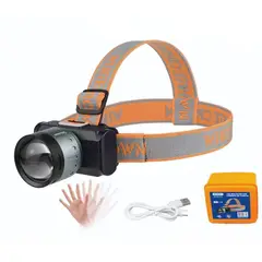 GENERICO - Linterna Frontal LED Bossney 4000mAh Pantalla Digital Batería