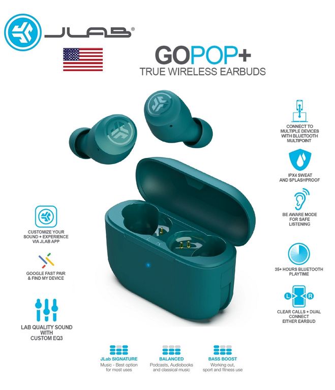 JLAB GO POP + Audifonos Bluetooth TWS - Verde Azulado - No Dime Jib True
