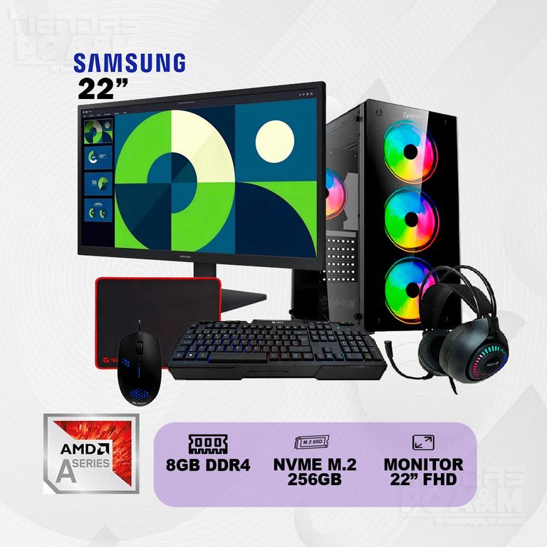 COMPUTADORA PC COMPLETA A8 9600 MONITOR SAMSUNG 22