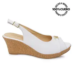 VIALE - Sandalia Peep Toe Casual SOFI-2606 Blanco Cuero