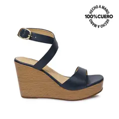 VIALE - Sandalia Dorsay Casual SOFI-2605 Azul Cuero