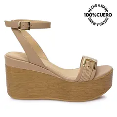 VIALE - Sandalia DOrsay Casual LINDA-2605 Beige Cuero