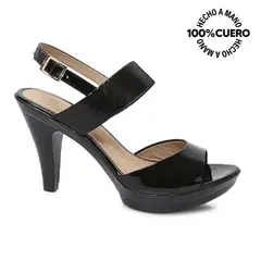 VIALE - Sandalia Dorsay Casual ALE-2601 Negro Cuero