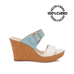 VIALE - Sandalia Strap Casual ALE-2522B BlancoCeleste Cuero