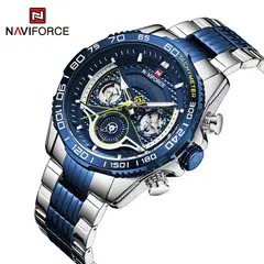 NAVIFORCE - Reloj NF9185 Color AzulPlata de Correa Acero para Caballero