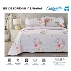 MINGDA - Set de Cubrecama QUEEN + Juego de sabanas + fundas 100% Calidad