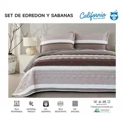 MINGDA - Set de Cubrecama QUEEN + Juego de sabanas + fundas 100% Calidad