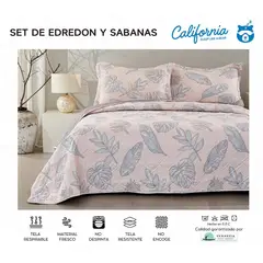 MINGDA - Set de Cubrecama QUEEN + Juego de sabanas + fundas 100% Calidad