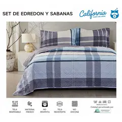 MINGDA - Set de Cubrecama QUEEN + Juego de sabanas + fundas 100% Calidad
