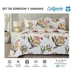 MINGDA - Set de Cubrecama QUEEN + Juego de sabanas + fundas 100% Calidad