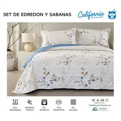 MINGDA - Set de Cubrecama QUEEN + Juego de sabanas + fundas 100% Calidad
