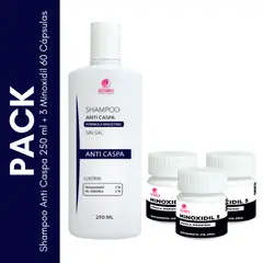 GENERICO - Pack Shampoo Anti Caspa 250 ml + 3 Minoxidil 60 Cápsulas