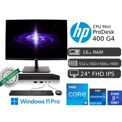 HP - ProDesk Mini 400 G4 i5 8va 16GB RAM 512GB SSD + 500GB HDD + Monitor Led 24"