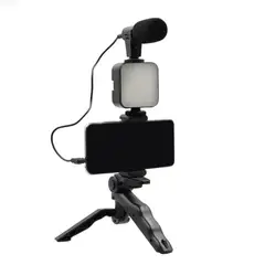 GENERICO - MINI KIT DE GRABACIÓN MICRÓFONO LUZ LED TRÍPODE MOD AY-49