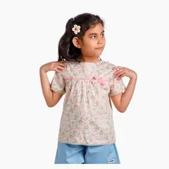 NATA COTON - BLUSA MANGA CORTA ALGODÓN NIÑA ROSA
