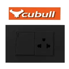 CUBULL - TOMACORRIENTE L/T + INTERRUPTOR SIMPLE MIXTO NEGRO L2-027