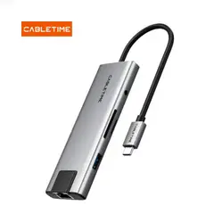 CABLETIME - HUB USB-C 9 EN 1 CON JACK DE AUDIO ETHERNET DE CARGA HDMI 4K