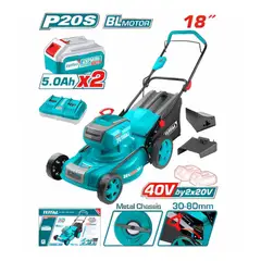 TOTAL TOOLS - Corta Cesped a Bateria 40V Total LI-ION 2800RPM - TLMLI20186