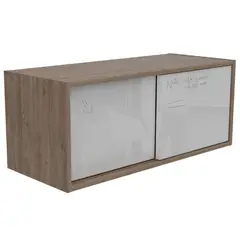 FMFURNITURE - Gabinete Aereo 2 Puertas Fm-003B Blanco Y Café Claro