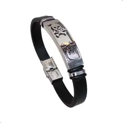 GENERICO - Pulsera Elegante De Cuero Pu Con Esclava Para Hombres