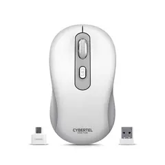 CYBERTEL - Mouse 3 Modos:BT Inalámbrico Recargable Blanco CYB Vektor M708-3M