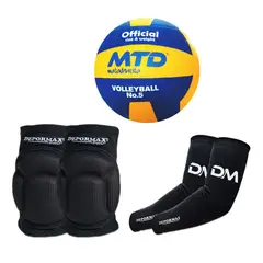 GENERICO - KIT DE VÓLEY PELOTA RODILLERAS MANGAS NEGRO TALLA M - color aleatorio