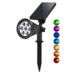 GENERICO - Foco Solar LED RGB 7 Luces Impermeable con Estaca y Montaje en Pared