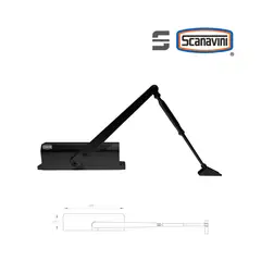 SCANAVINI - Brazo Hidráulico DT536F-K negro Puertas de 40 a 150 kg.