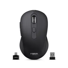 CYBERTEL - Mouse 3 Modos:BT Inalámbrico Recargable Negro CYB Vertice M709-3M
