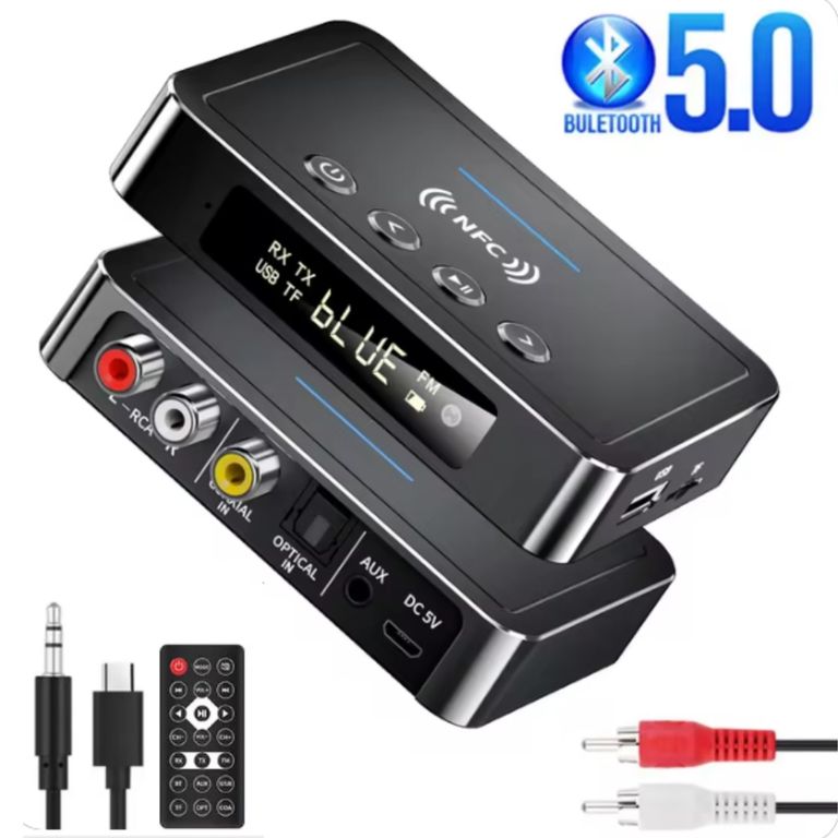 Bluetooth Receptor Transmisor 5.0 Aux Rca Usb Fm Optical Tf M6