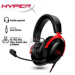 HYPERX - Audífonos Gamer Cloud III BlackRed con Micrófono y DTS Spatial