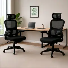 KOMSUM - Pack x2 Sillas Ergonómicas de Oficina Gerencial Turin Negro