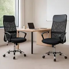 KOMSUM - Pack x2 Sillas de Oficina Ejecutiva Base de Acero Komsum Milan Negro