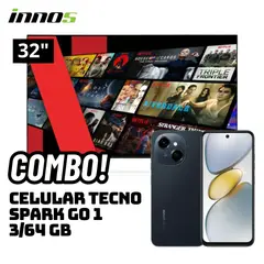 GENERICO - TELEVISOR INNOS 32 SMART TV ANDROID TV HD LED - S3201KU + CELULAR TECNO SPARK GO 1 3/64 GB NEGRO