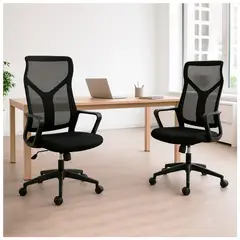 KOMSUM - Pack x2 Sillas Ergonómicas de Oficina Ejecutivas Lyon Negro