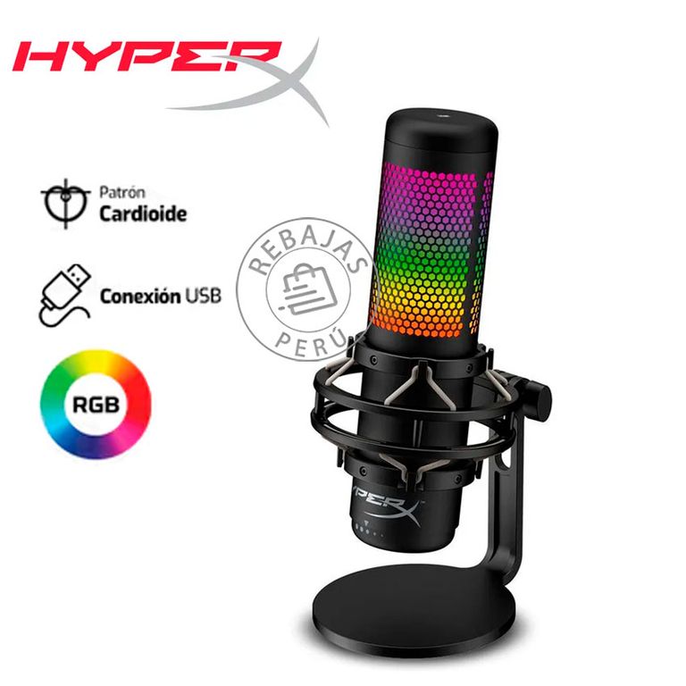 Micrófono QuadCast S USB Condensador Gamer RGB con Shock Mount