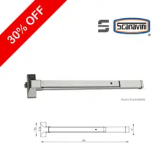 SCANAVINI - Barra Antipánico DT-1500RA-S 1 punto de cierre RETARDANTE AL FUEGO