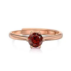 GENERICO - Anillo Rosso para Mujer en Acero con Chapa de Oro Rosa y Circón Rojo