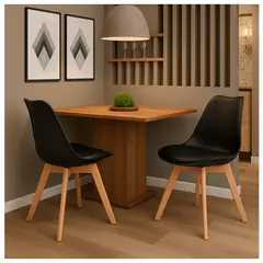 KOMSUM - Set x2 Sillas de Comedor Terraza Ravena Negro