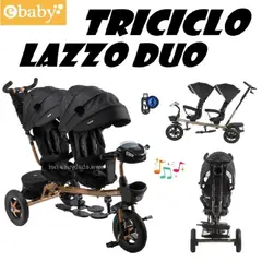 EBABY - Nuevo Triciclo Melllicero Lazzo Duo EB302 -Negro