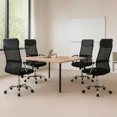 KOMSUM - Juego de 4 Sillas de Oficina Ejecutiva Base de Acero Komsum Milan Negro