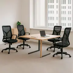 KOMSUM - Juego de 4 Sillas Ergonómicas de Oficina Ejecutivas Lyon Negro