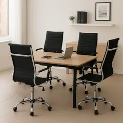 KOMSUM - Juego de 4 Sillas de Oficina Ejecutivas Base de Acero Cannes Negro