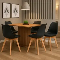 KOMSUM - Juego de 4 Sillas de Comedor Terraza Ravena Negro