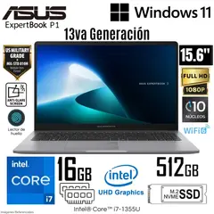 ASUS - Laptop Expertbook P1 Intel Core i7-13620H 16GB RAM DDR5 512GB SSD 15.6" FHD - P1503CVA-S71410