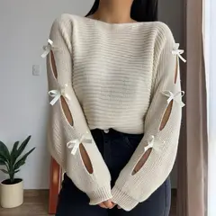 GENERICO - CHOMPA DE DAMA COQUETTE CON LAZOS EN EL BRAZO