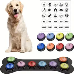 GENERICO - JUEGO DE 8 BOTONES GRABABLES PARA ENTRENAMIENTO DE PERROS