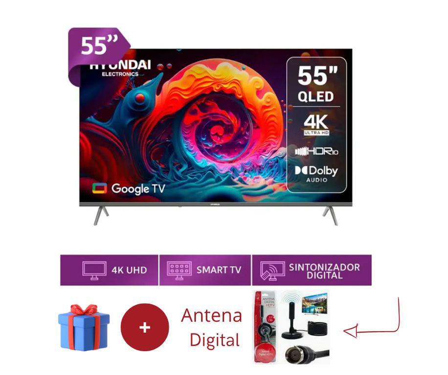 TELEVISOR SMART TV 4K ULTRA HD 55” HYLED5530QMG + Antena Digital