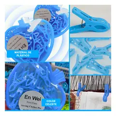 GENERICO - Pack12 Canasta Moderna con Ganchos en Color Celeste